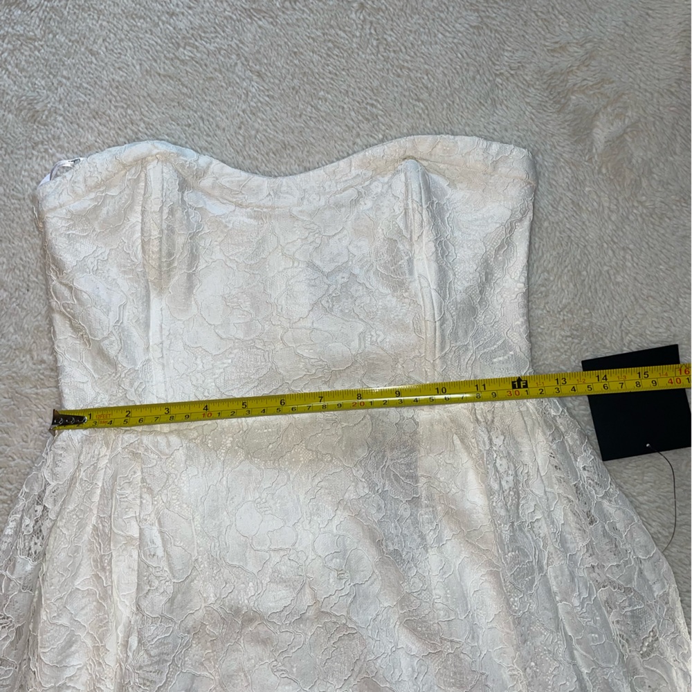Lulus Curated Charm White Lace Strapless Bustier High-Low Dress - Picture 6 of 9